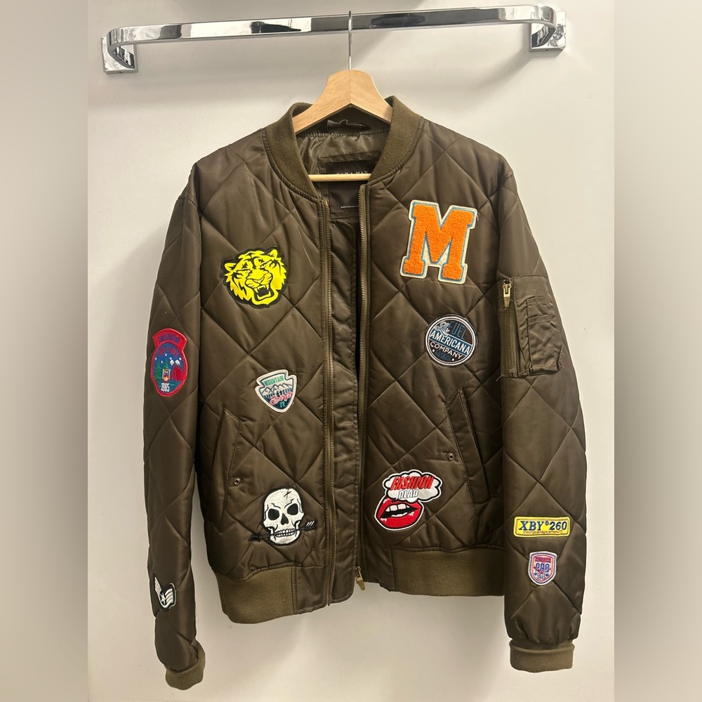 Zara Man Olive Green Bomber Jacket